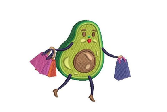 Avocado Shopper Embroidery Design