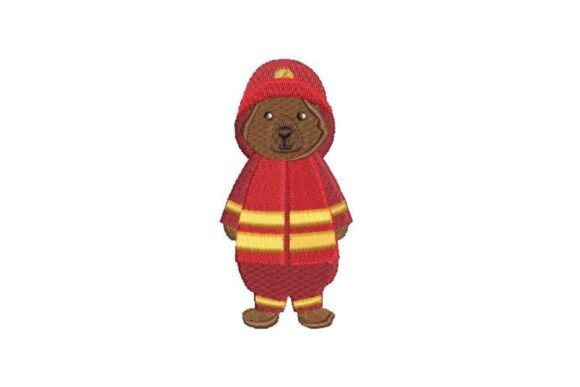Bear Firefighter Embroidery Design
