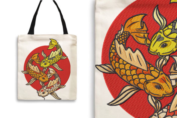 Beautiful Koi Fish Embroidery Design