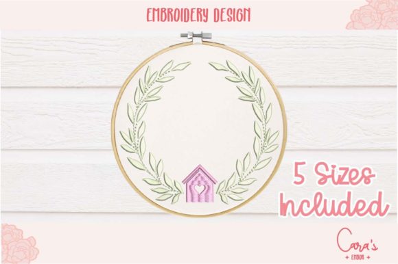House Wreath Embroidery Design